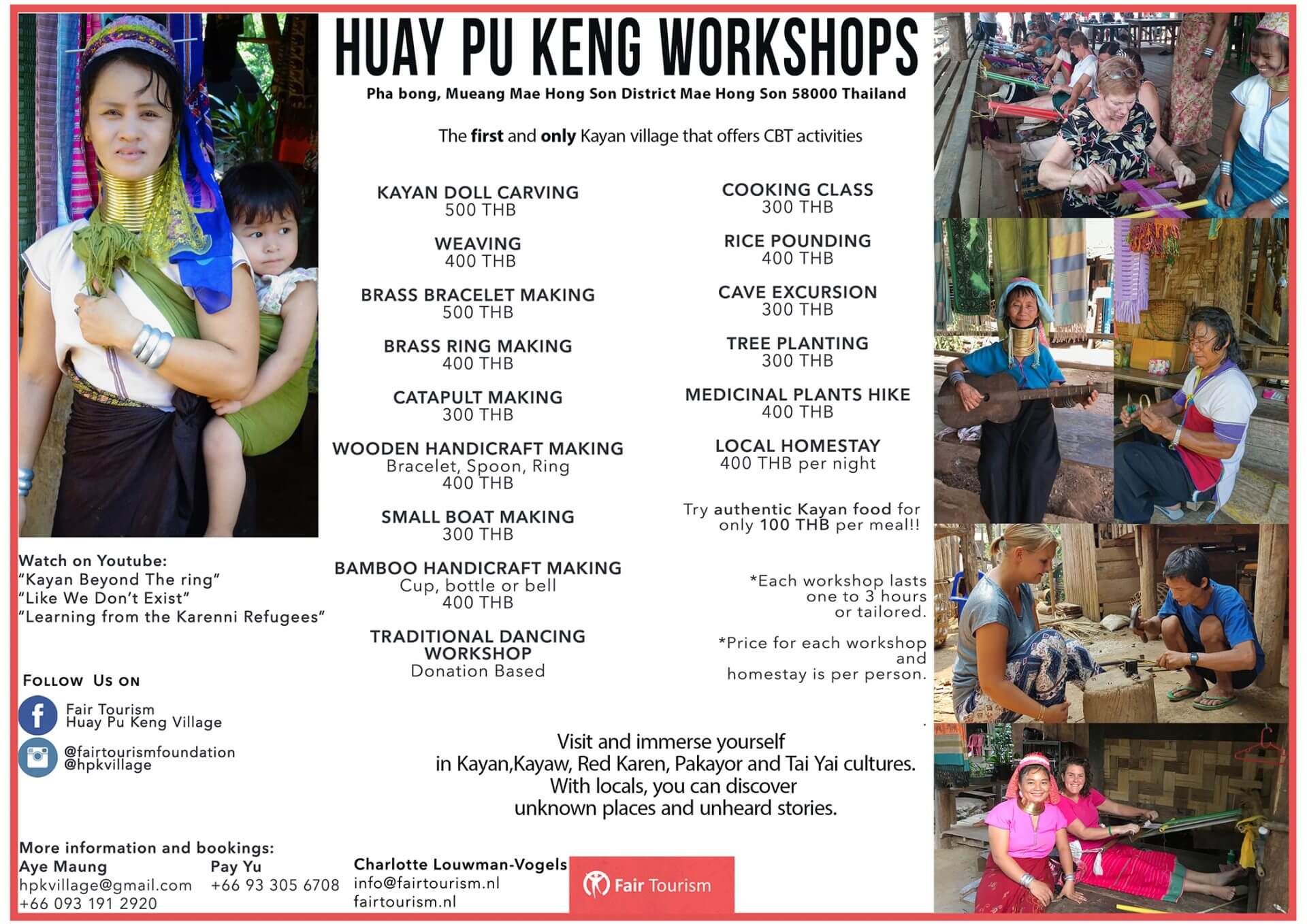 Workshops offered in Huay Pu Keng