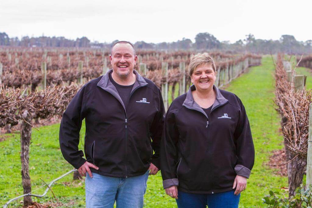 Simon_and_Kerry_Meares_owners_of_Coonawarra_Experiences_standing_infront_of_grape_vines_share_with_us_things_to_do_in_Coonawarra